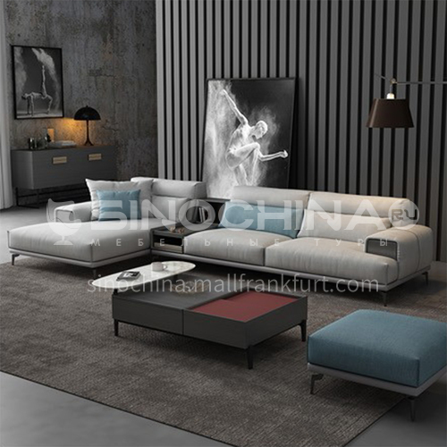 KD-YJ002 Living room leisure wild minimalist linen sofa + sponge 40 density, fine linen cloth, solid wood bark, matte stainless steel